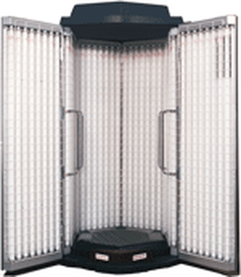 Picture of the inside of a phototherapy UVB box